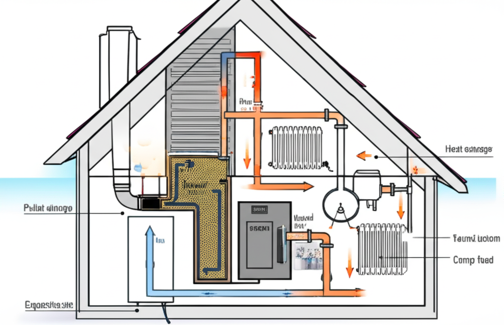 Moderne Pelletheizung mit Pelletlager